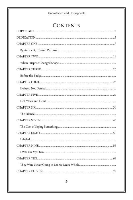 Unprotected and Unstoppable contents page