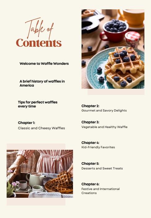 Waffle Cookbook contents page